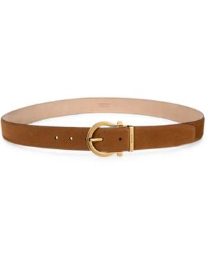 Ferragamo Adjustable Belt With Gancini - White