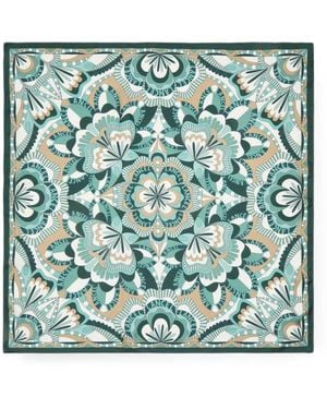 Lancel Motif Floral Logo-Print Silk Scarf - Green