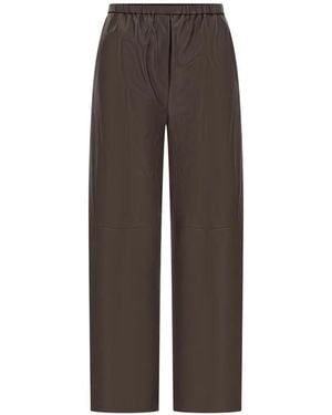 Antonelli Elasticated-Waist Leather Trousers - Brown