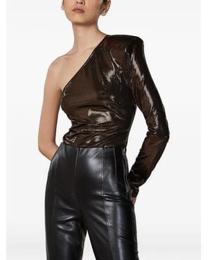 Patrizia Pepe Blouse Métallisée À Une Épaule - Black