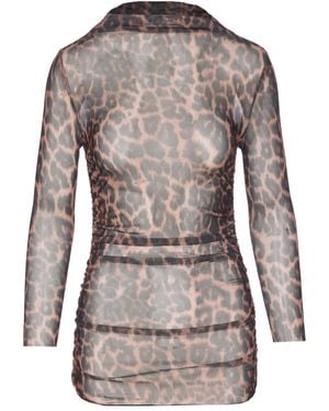 Aniye By Animal-Print High-Neck Top - Gray