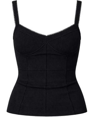 Reformation Waverly Scalloped-Trim Tank - Black
