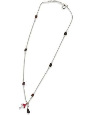 Miu Miu Collar De Cuentas Con Charm De Seta - Blanco