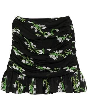 Cynthia Rowley Floral-Print Silk Mini Skirt - Black