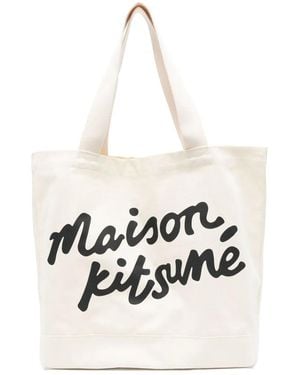 Maison Kitsuné Maison Kitsune Handwriting Tote - White