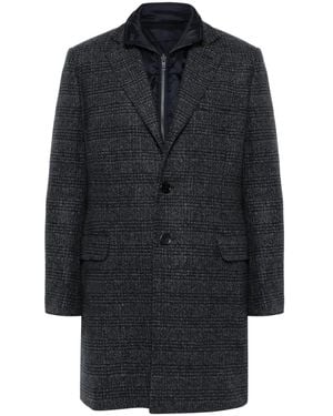 Fay Tartan-Check Double Coat - Black