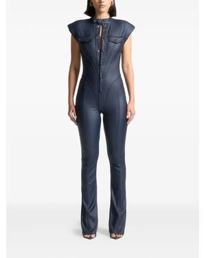 Manière De Voir Annette Wax-Coated Jumpsuit - Blue