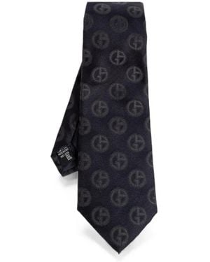 Giorgio Armani Logo-Jacquard Silk Tie - Blue