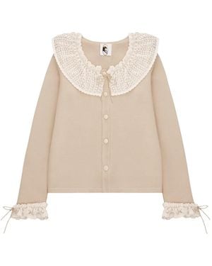 Sleeper Malena Lace-Collar Cardigan - Natural