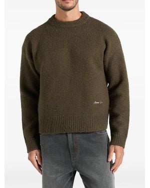 Manière De Voir Kw001In Brushed Wool-Blend Knit Signature Jumper - Brown