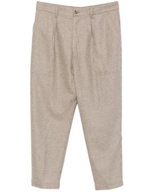 Eleventy Check-Pattern Pleated Pants - White