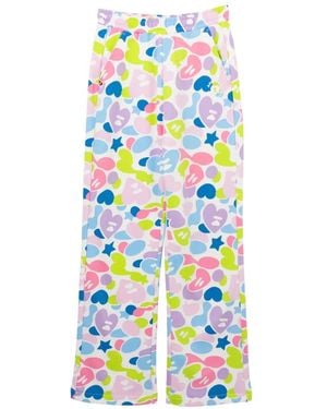 AAPE BY A BATHING AP Heart-Print Track Trousers - White