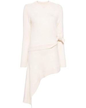 ROKH Asymmetric Knitted Dress - White