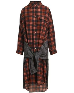 Essentiel Antwerp Checked Trompe-L'Œil Shirt Dress - Red