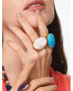 Bounkit Celine Oval-Stone Ring - Brown