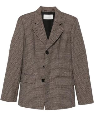 Ami Paris Check Single-Breasted Coat - Brown