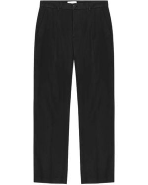Les Deux Reece Pleated Twill Trousers - Black