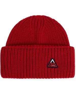 DSquared² Logo-Patch Ribbed-Knit Beanie Hat - Red