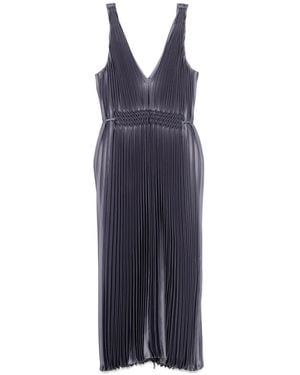 Vince Pleated Satin Midi Dress - Blue