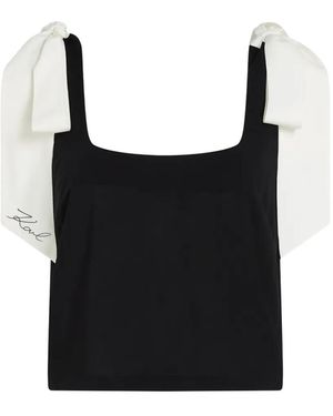 KARL LAGERFELD Cropped Top With Square Neckline - Black