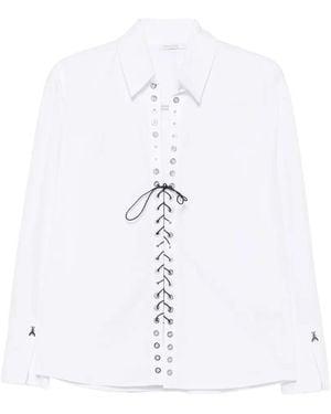 Patrizia Pepe Lace-Up Eyelet-Embellished Shirt - White