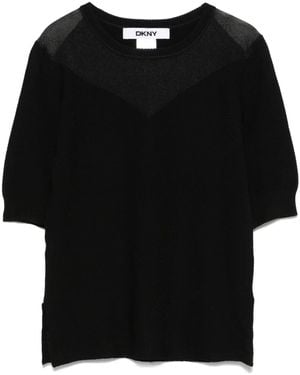 DKNY Sheer-Panels T-Shirt - Black