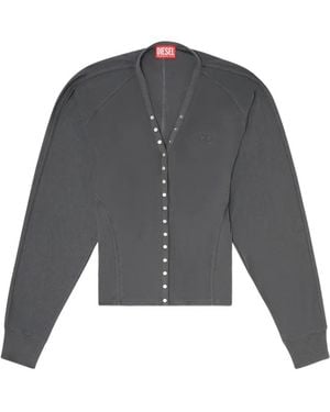DIESEL Tencel-Blend Cardigan Top With Batwing-Sleeves - Grey