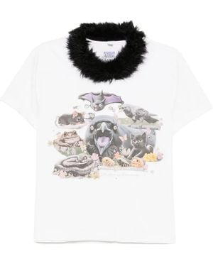 Doublet Furry-Collar T-Shirt - White