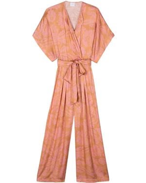 ..,merci Floral-Print Satin Jumpsuit - Orange