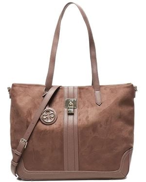 V73 Georgia Padlock Suede Shoulder Bag - Brown