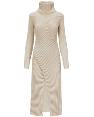 Violante Nessi Cecile Turtleneck Front-Slit Midi Dress - White