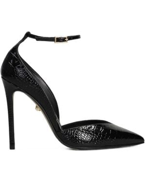 ALEVI Camilla Croc-Effect Ankle-Strap Pumps - Black