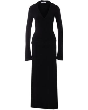 ELEH Wrap-Style Ruched Maxi Dress - Black