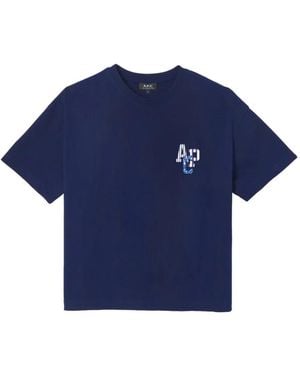 A.P.C. Camiseta Con Logo Estampado - Azul
