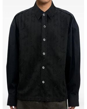 Feng Chen Wang Frayed Patchwork Shirt - Black