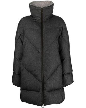Eleventy Quilted Shearling-Lined Coat - Black