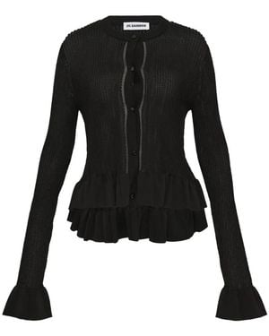 Jil Sander Cardigan À Volants - Black