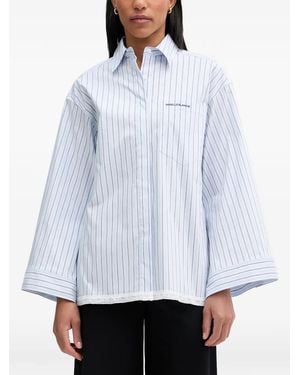 Isabelle Blanche Lace-Trim Striped Shirt - White