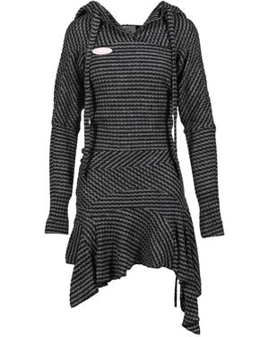 Nφdress Vestido Asimétrico A Rayas - Negro