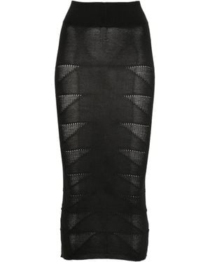 Rick Owens Geometric-Pattern Wool Skirt - Black