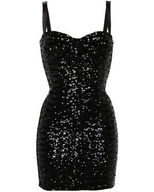 Dolce & Gabbana Sweetheart-Neck Sequinned Minidress - Black