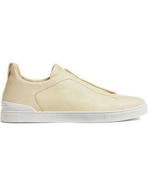ZEGNA Triple Stitch Slip-On Trainers - Natural