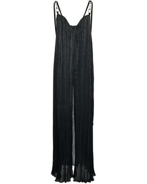 V:PM ATELIER Rossa Plissé Strap Maxi Dress - Black