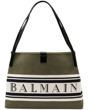 Balmain Medium Release Shopper Shoulder Bag - Black