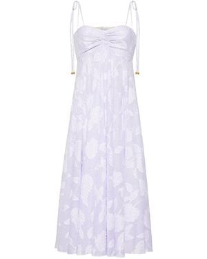 Cara Cara Sunray Floral-Print Tie-Strap Dress - White