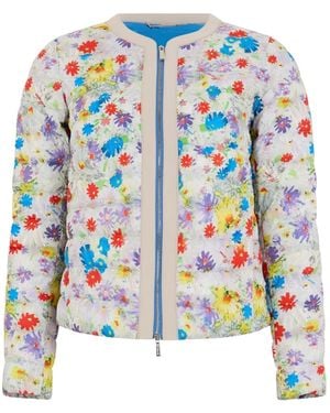 Moorer Leida-Prj Floral-Print Quilted Jacket - White
