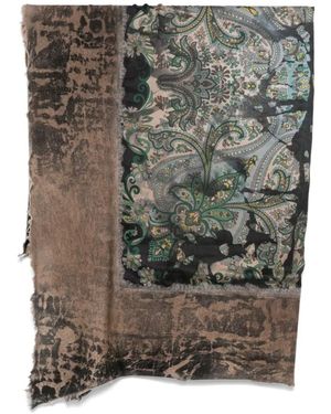 Avant Toi Ausgefranster Schal Mit Paisley-Print - Grau