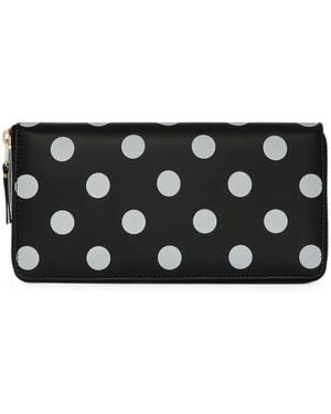 Comme des Garçons Polka Dot-Print Leather Wallet - Black