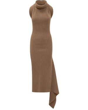 Victoria Beckham Ribbed draped dress - Braun