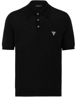 Prada Poloshirt Mit Logo-Stickerei - Schwarz